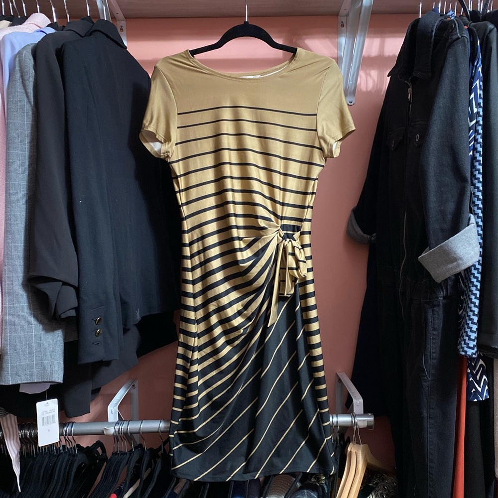 Black and brown stripped dress